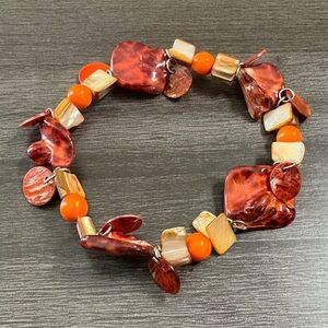 Unique Orange Disc Bead Bracelet